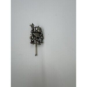 Vintage Pewter Frog on Mushroom with Grass and Dragonfly Lapel Pin Novelty